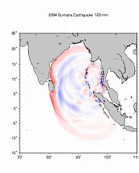 Wave front after 120 minutes - Click image for animation. Wave front after 120 minutes